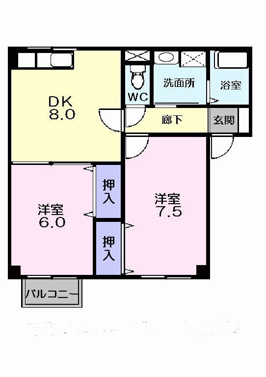 高岡市上関のアパートの間取り