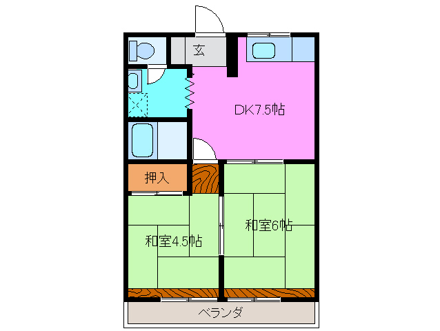 津市白山町南家城のアパートの間取り