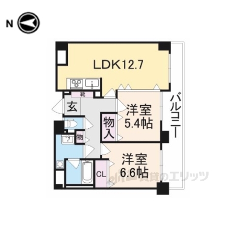 奈良市西大寺国見町のマンションの間取り