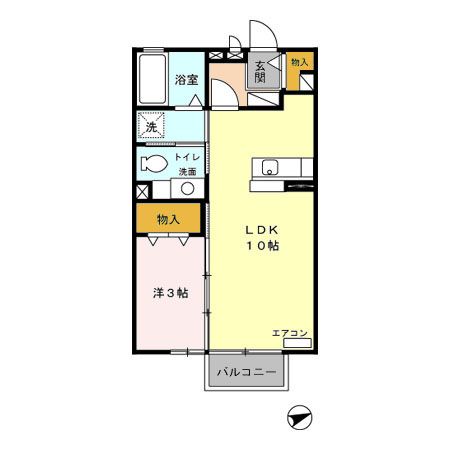 一宮市大和町妙興寺のアパートの間取り