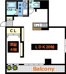 広島市中区南竹屋町のマンションの間取り