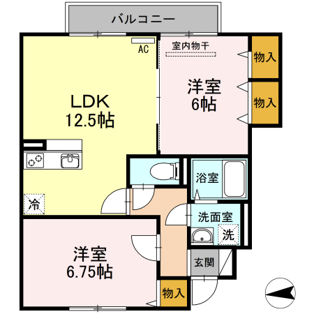 【多摩市落合のアパートの間取り】