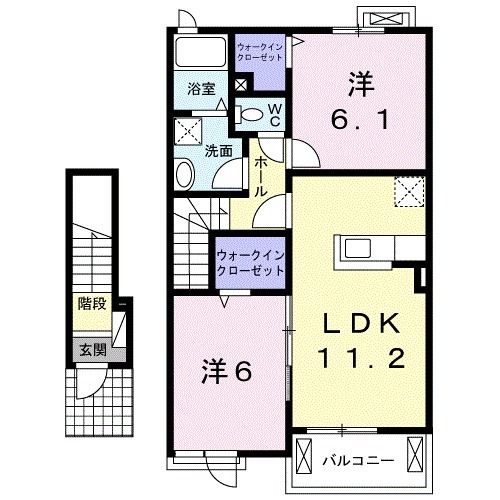 小城市芦刈町三王崎のアパートの間取り