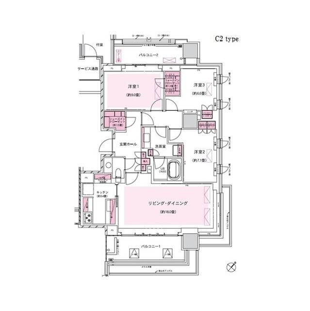 千代田区三番町のマンションの間取り