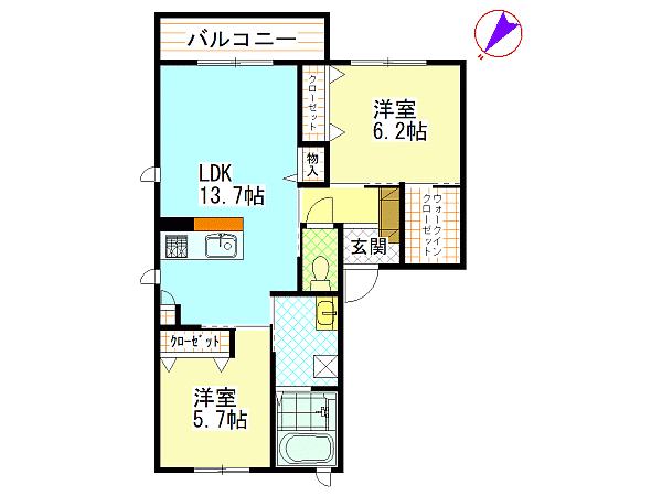 広島市安佐南区大町西のアパートの間取り