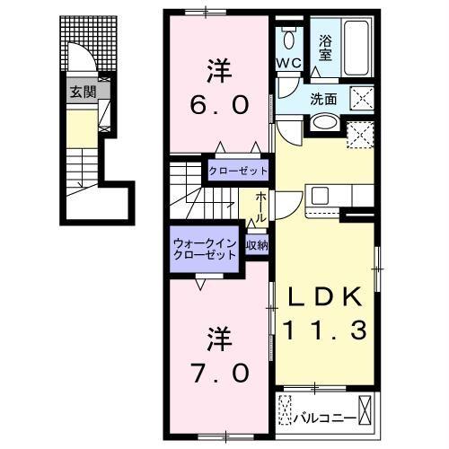 宇城市小川町江頭のアパートの間取り