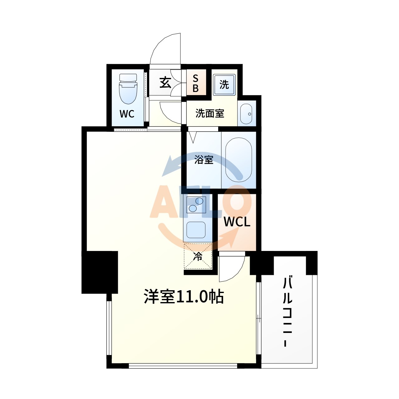 大阪市西区南堀江のマンションの間取り