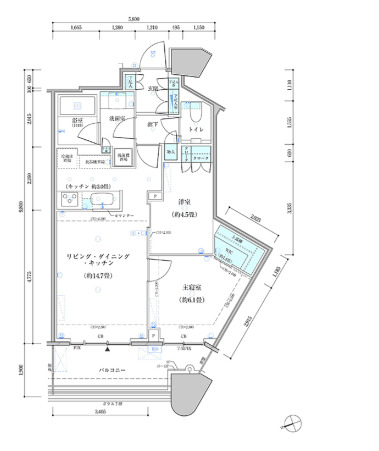 中央区勝どきのマンションの間取り
