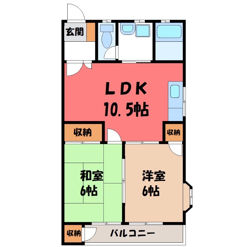 宇都宮市越戸町のアパートの間取り