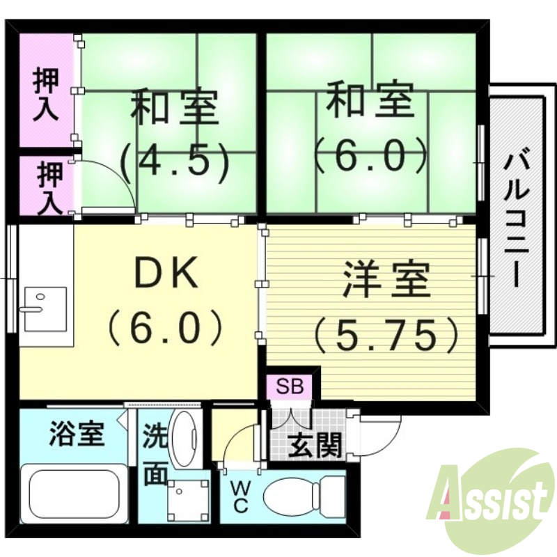 【神戸市垂水区清玄町のアパートの間取り】