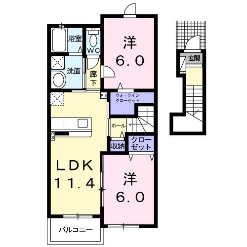 橿原市光陽町のアパートの間取り