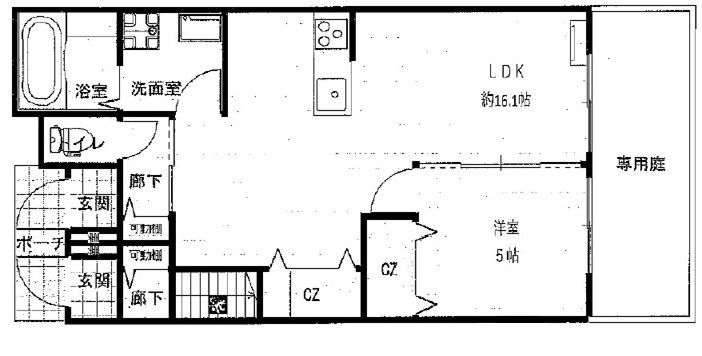 姫路市大津区長松のアパートの間取り