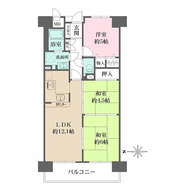 ファミールハイツ八尾Ｂ棟の間取り