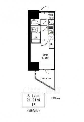 大阪市福島区玉川のマンションの間取り