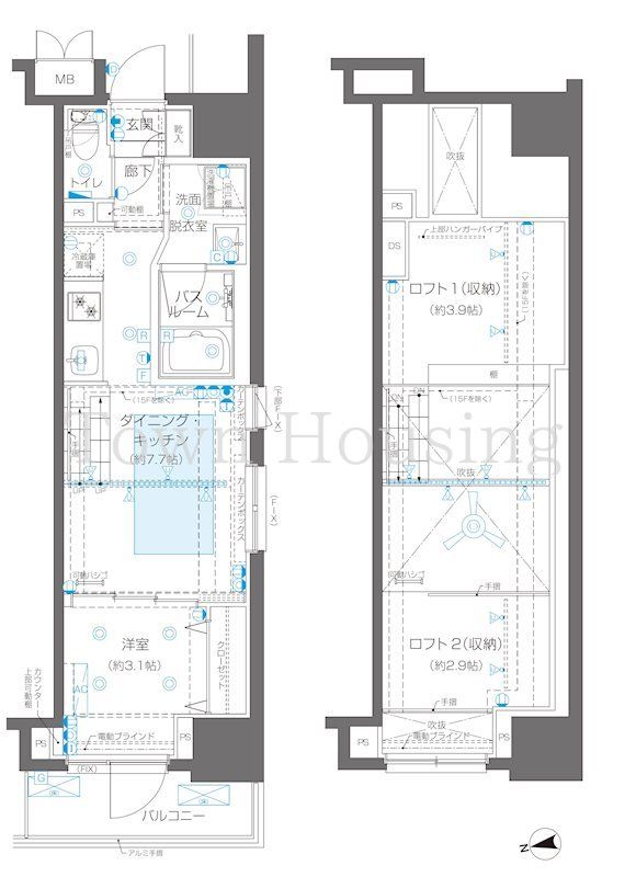 新宿区新宿のマンションの間取り