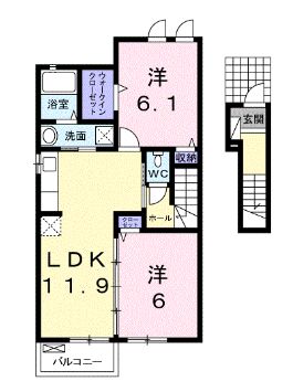 綾歌郡綾川町萱原のアパートの間取り