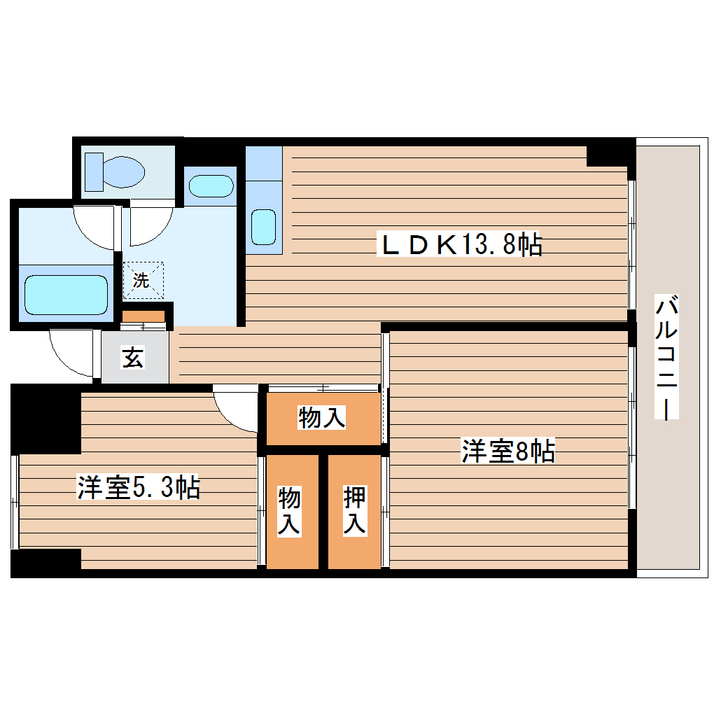 仙台市若林区新寺のマンションの間取り