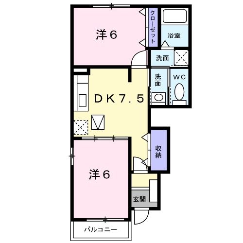 熊本市西区新土河原のアパートの間取り