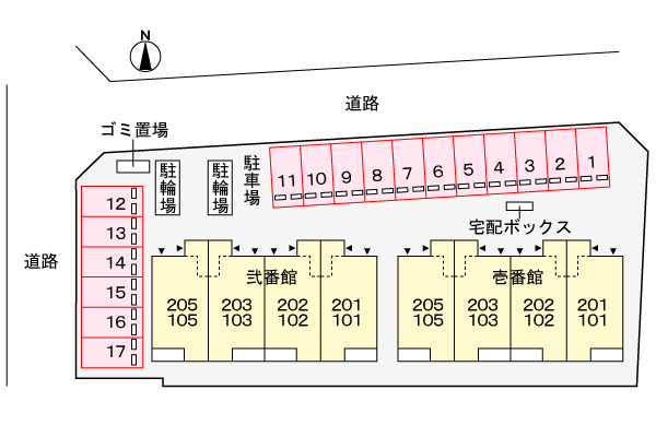 【パークサイド針崎　壱番館の駐車場】