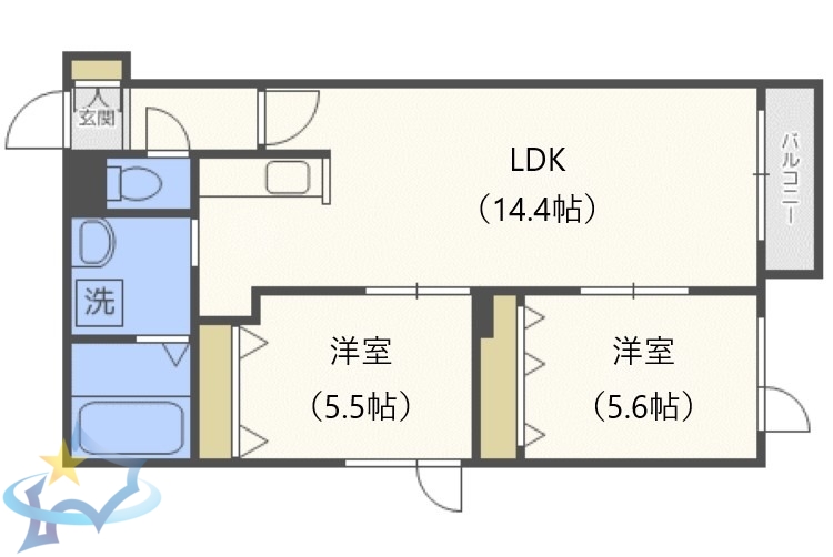 札幌市西区二十四軒一条のマンションの間取り