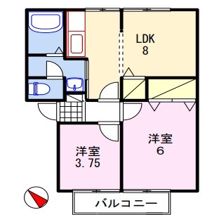 姫路市御国野町国分寺のアパートの間取り