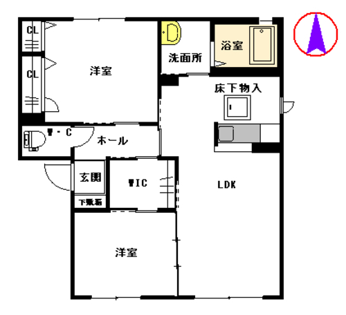 上益城郡益城町大字広崎のアパートの間取り