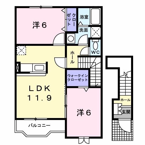 新潟市北区上土地亀のアパートの間取り