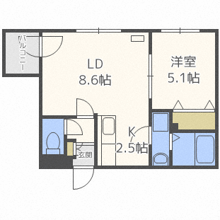 札幌市西区八軒三条西のマンションの間取り