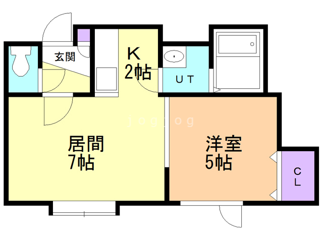 札幌市手稲区富丘一条のアパートの間取り