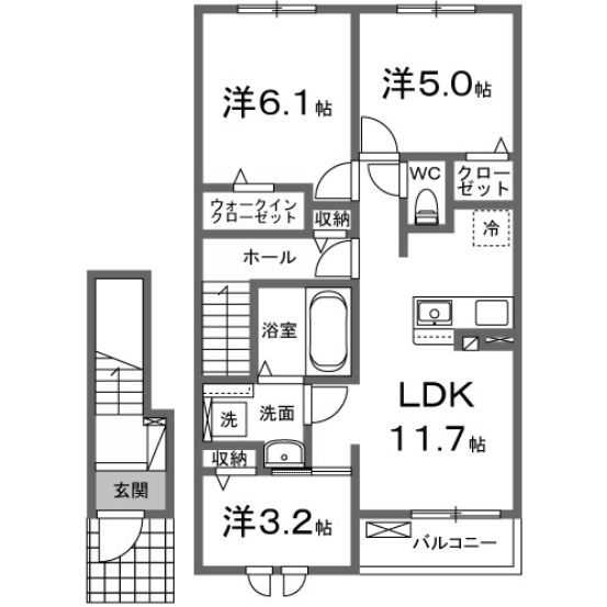 館林市南美園町のアパートの間取り