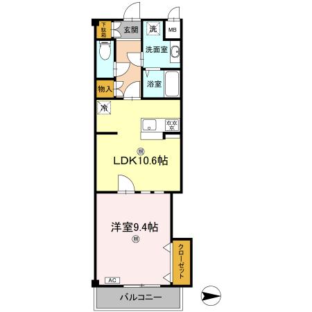 高松市六条町のマンションの間取り