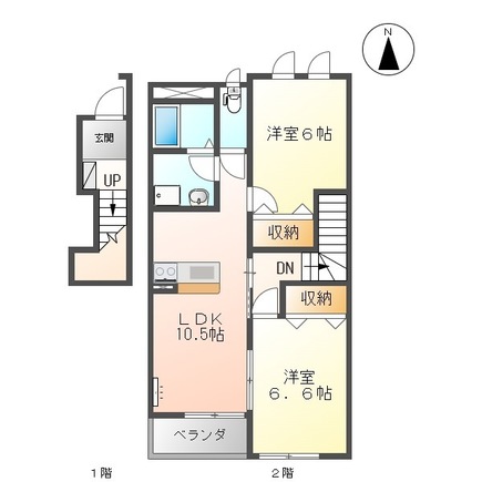 出雲市知井宮町のアパートの間取り