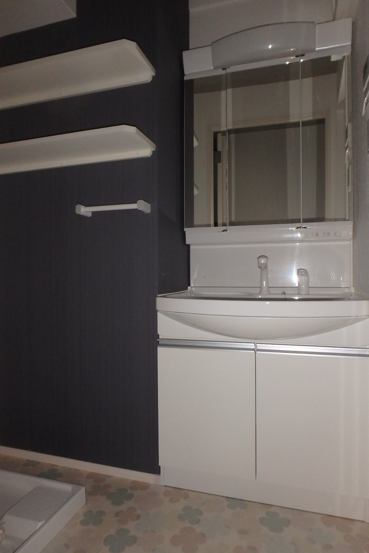 洗面設備　横には棚が取付られてます。　同タイプの室内写真です。