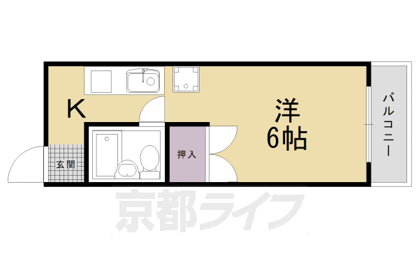 ＪＲ山陰本線 太秦駅 徒歩15分 6階建 築45年の間取り写真