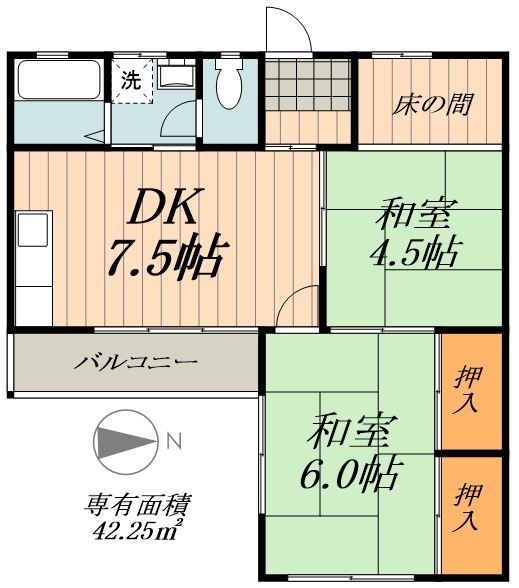 名古屋市中川区法華西町のアパートの間取り