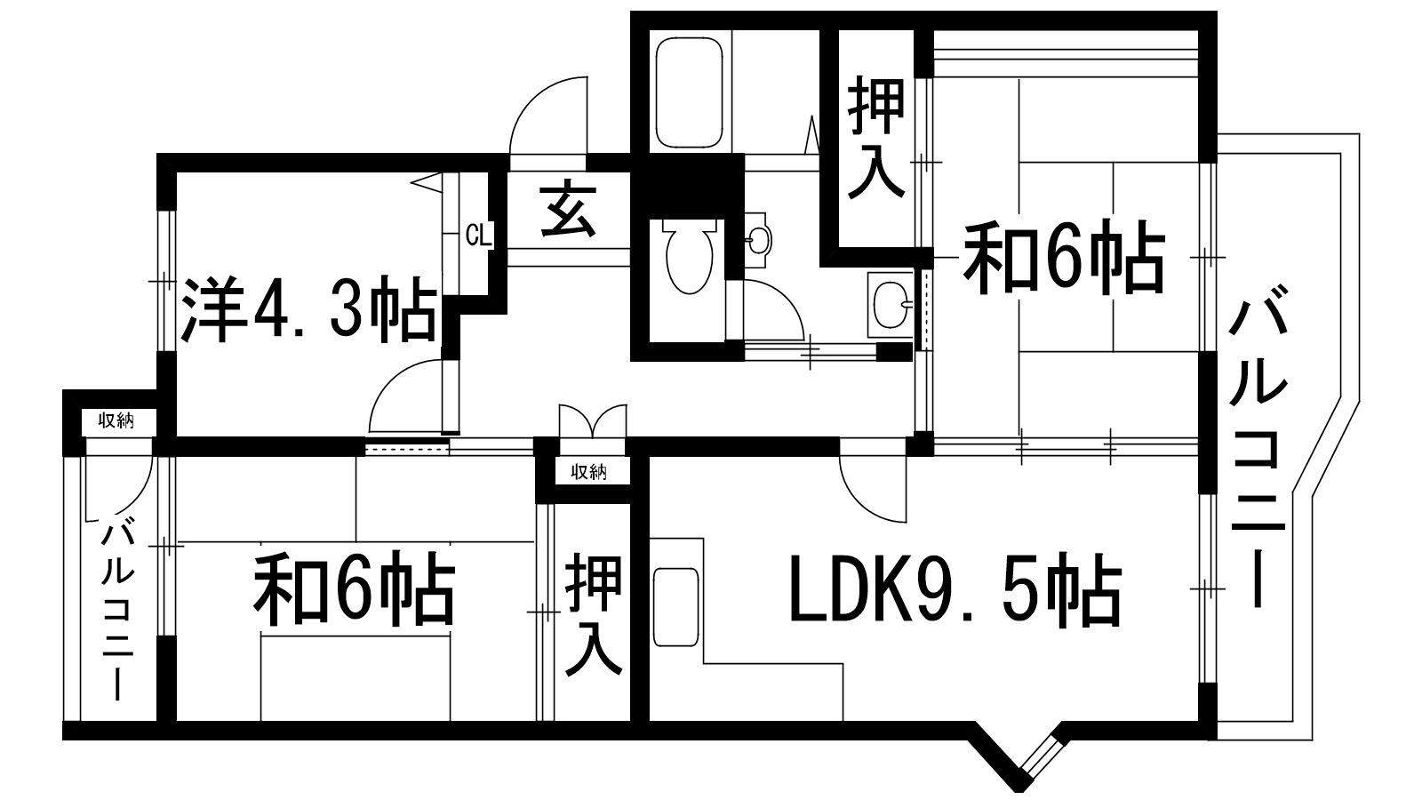 宝塚市中山五月台のマンションの間取り