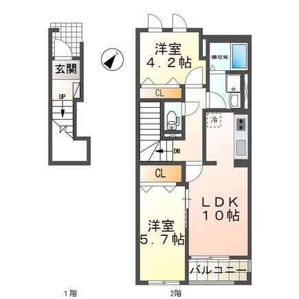 名古屋市南区鳴尾のアパートの間取り