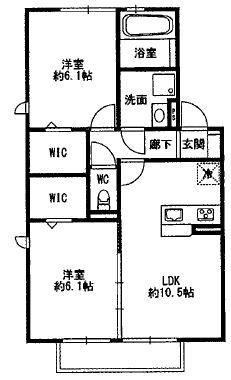 守谷市松ケ丘のアパートの間取り