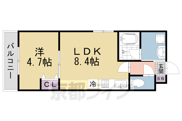 京都市伏見区両替町１５丁目のマンションの間取り