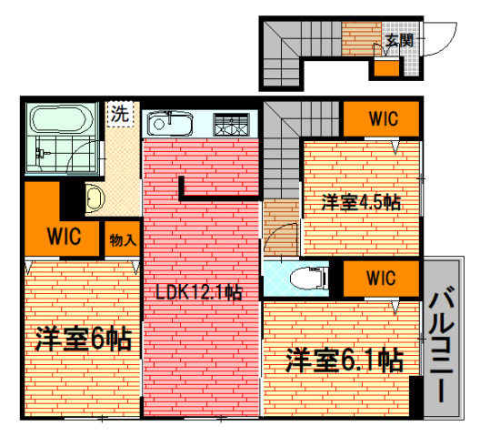 広島市安佐南区大塚西のアパートの間取り