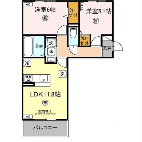 【熊本市東区長嶺西のアパートの間取り】