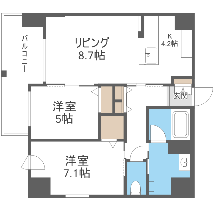 グランメールアサヒＶＩＩの間取り