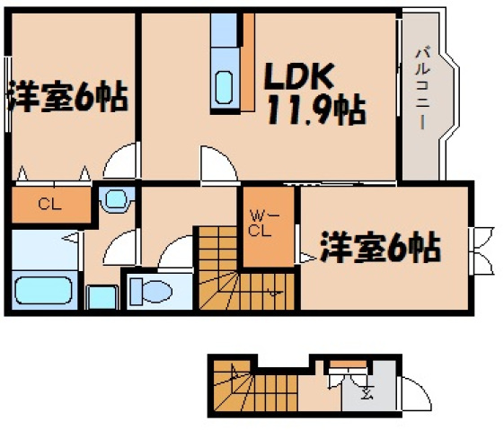 広島市安芸区矢野東のアパートの間取り