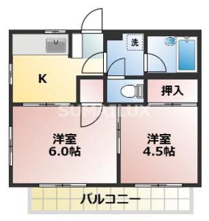 熊本市東区八反田のアパートの間取り