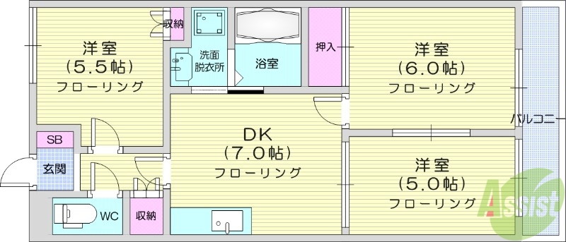 コンフォール壱番館の間取り