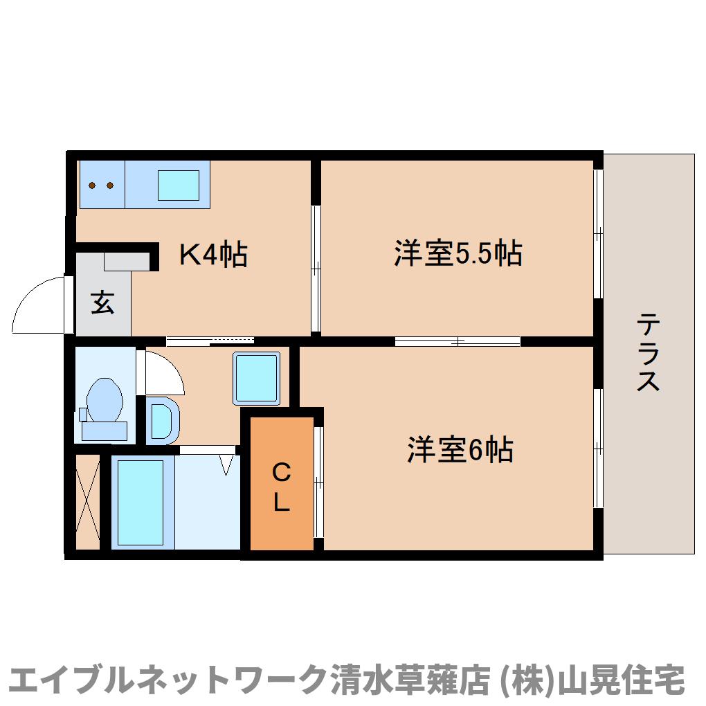 静岡市清水区草薙のマンションの間取り