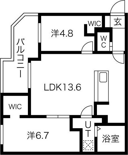 札幌市厚別区厚別東三条のマンションの間取り