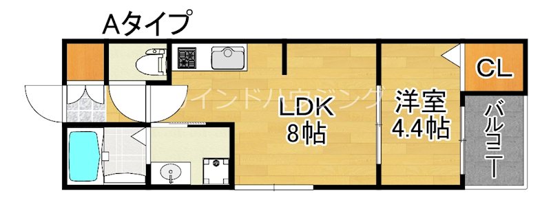 大阪市住之江区東加賀屋のアパートの間取り