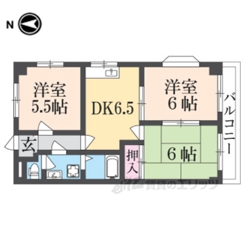 グレースコーポ東生駒の間取り