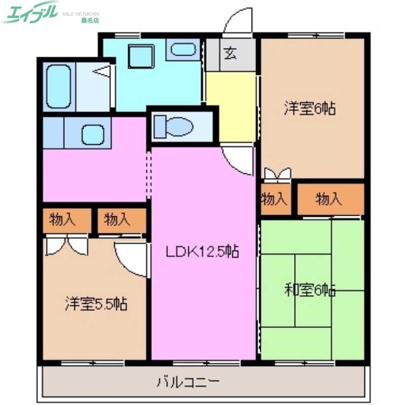 桑名市大字東方のマンションの間取り